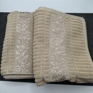 Vintage Decorative Hand Guest Towel Embroidered Decorated Border Ribbed European